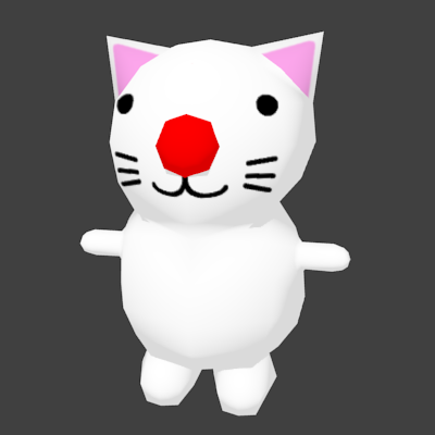 赤鼻の白猫の3Dモデル